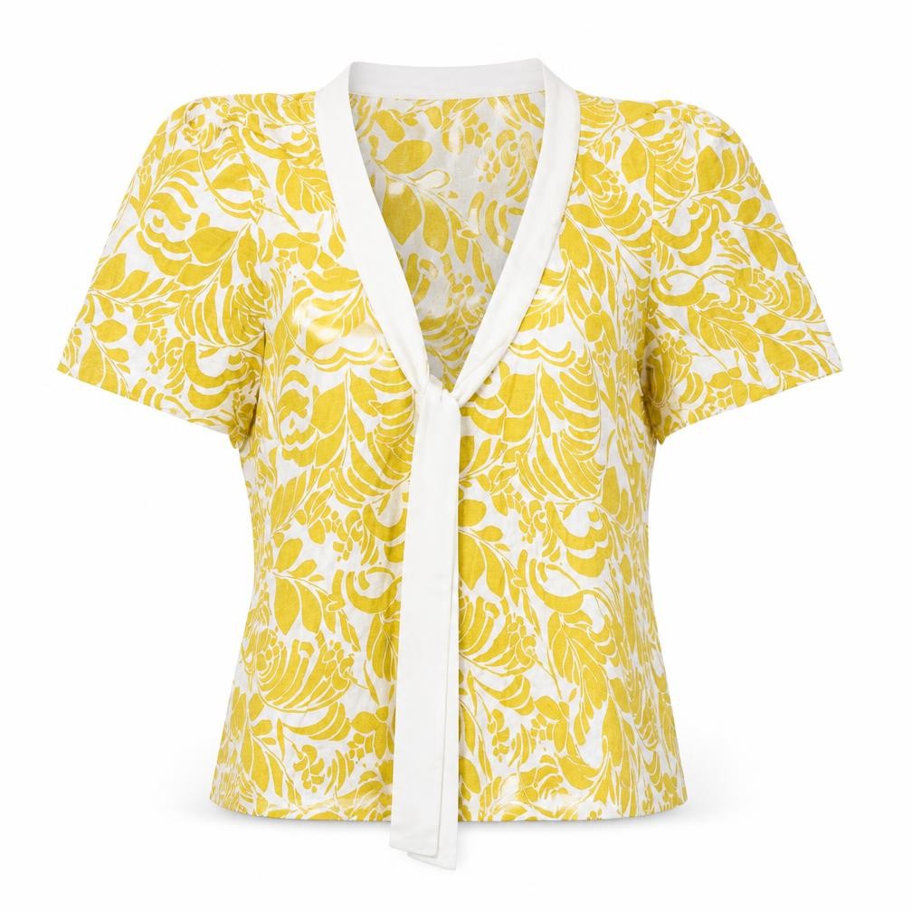 Marks & Spencer Womens Yellow Floral  Basic T-Shirt Size 8