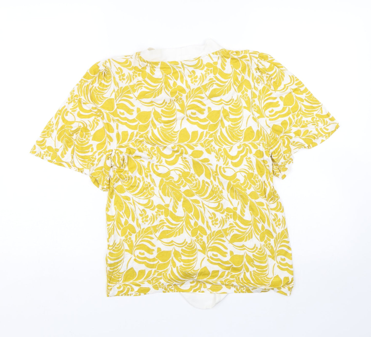 M&S Womens Yellow Floral  Basic T-Shirt Size 8
