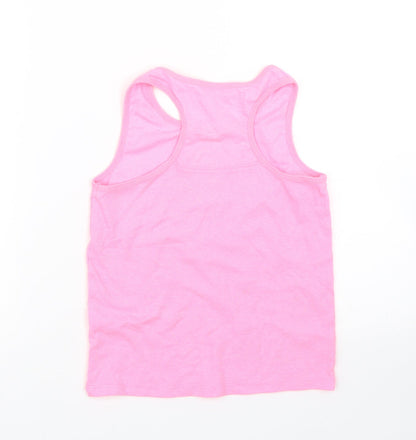 Back view of Matalan girls’ pink basic tank, size 10, years