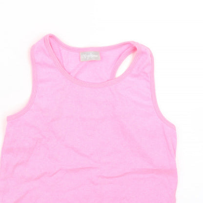 Close-up detail of Matalan girls’ pink basic tank, size 10, years