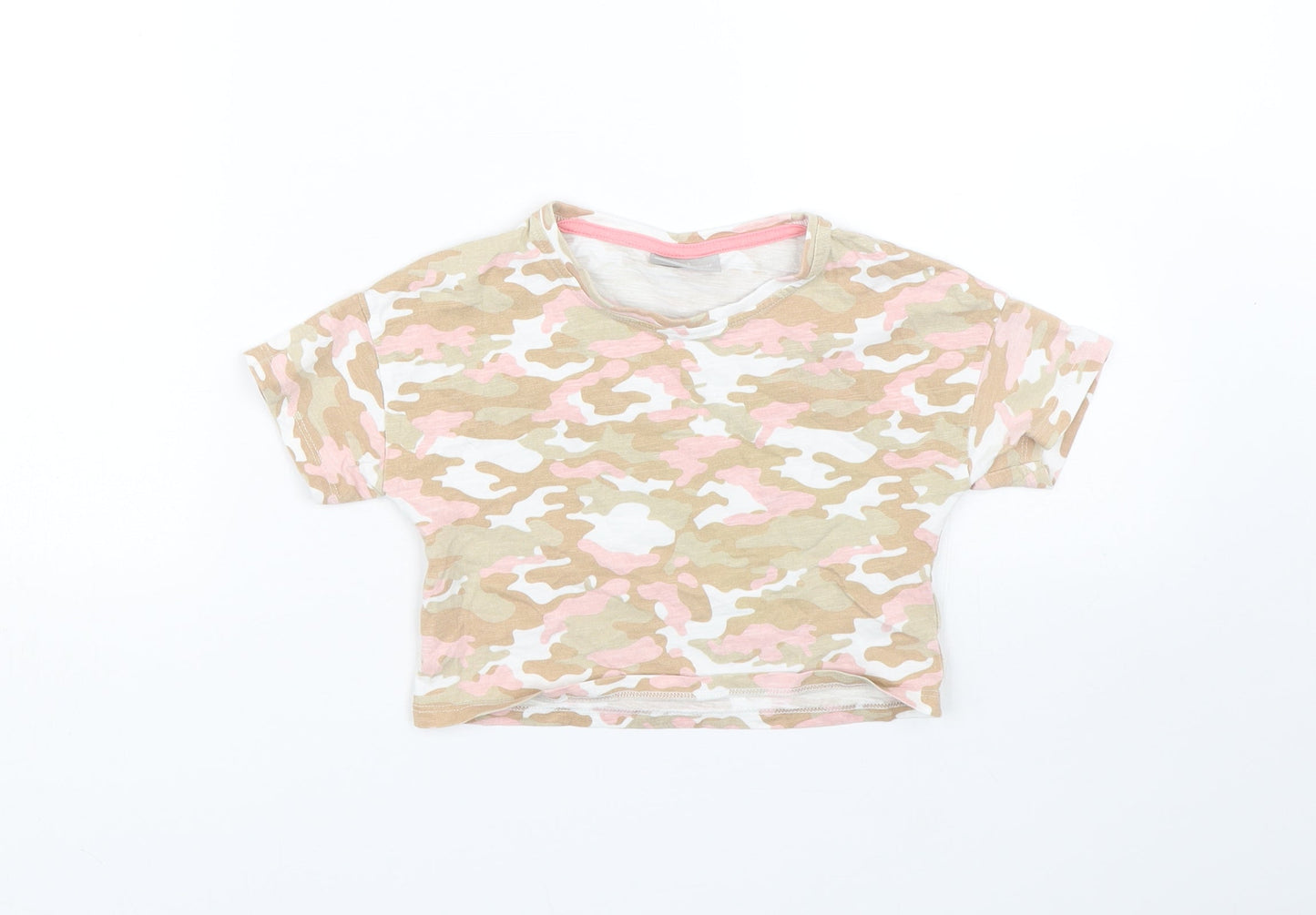 Matalan Girls Multicoloured Camouflage  Cropped T-Shirt Size 7 Years