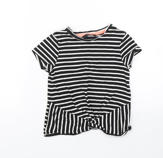 George Girls Black Striped  Basic T-Shirt Size 6-7 Years