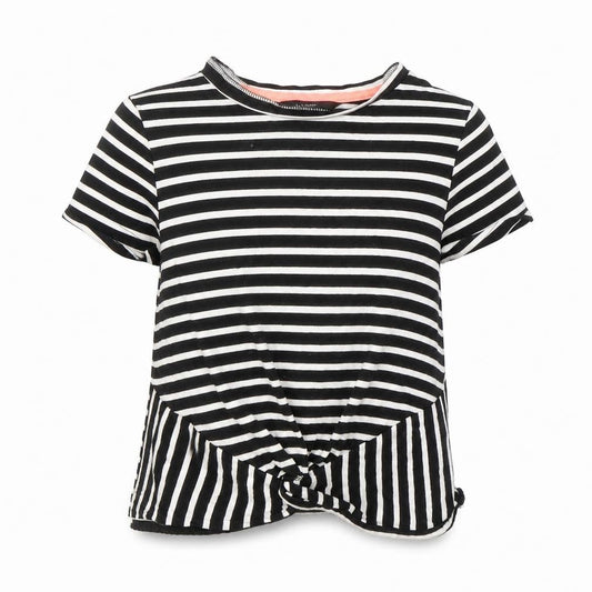 George Girls Black Striped  Basic T-Shirt Size 6-7 Years