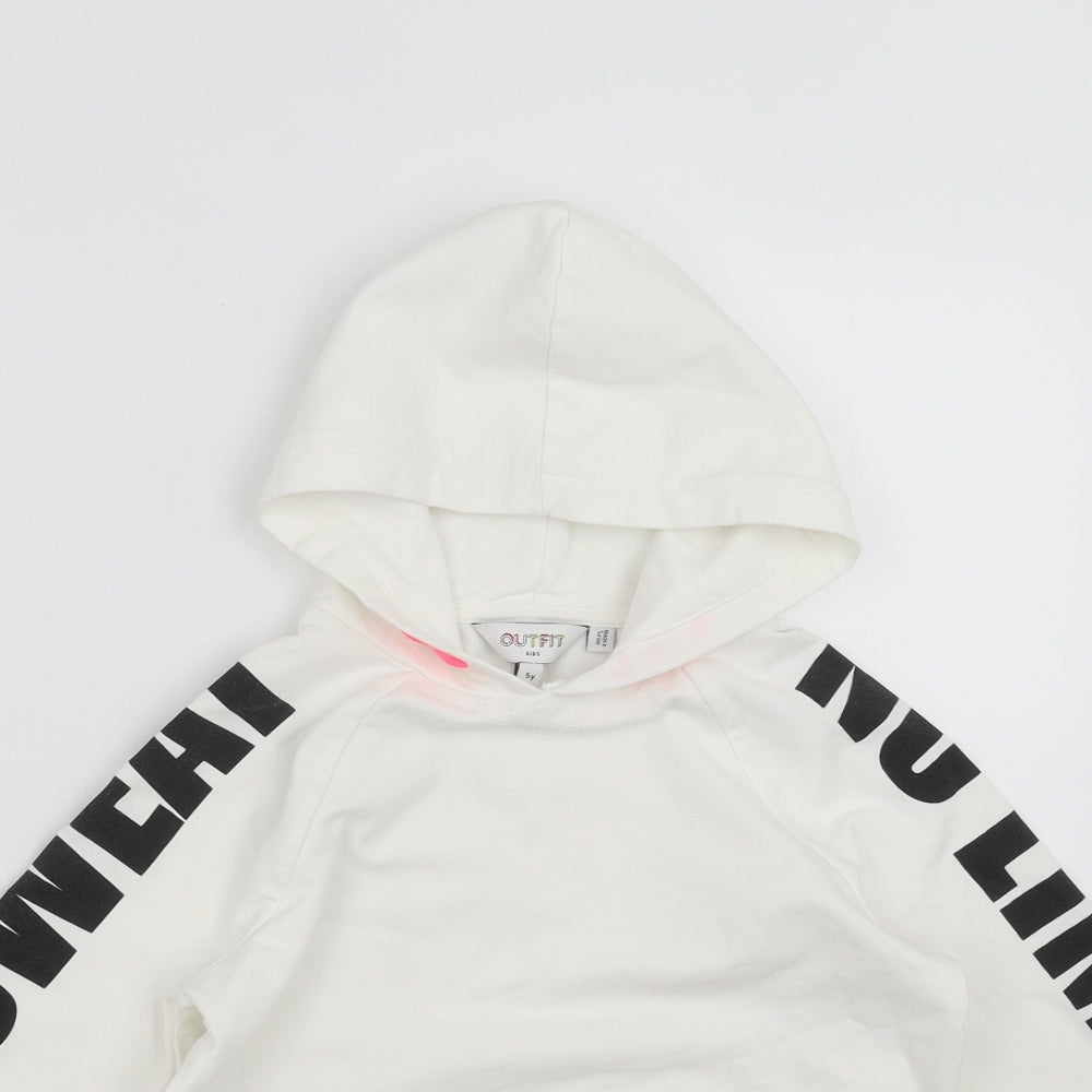 Outfit Kids Girls White   Pullover Hoodie Size 5 Years