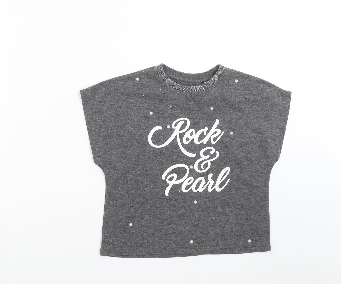 outfit kids Girls Grey   Basic T-Shirt Size 5 Years  - rock & pearl