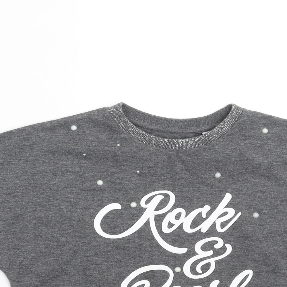 outfit kids Girls Grey   Basic T-Shirt Size 5 Years  - rock & pearl