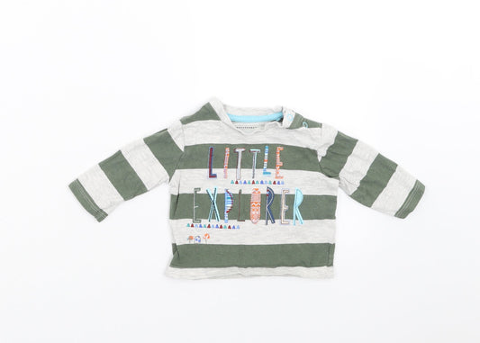 TU Baby Green Striped  Basic T-Shirt Size 0-3 Months  - Little Explorer