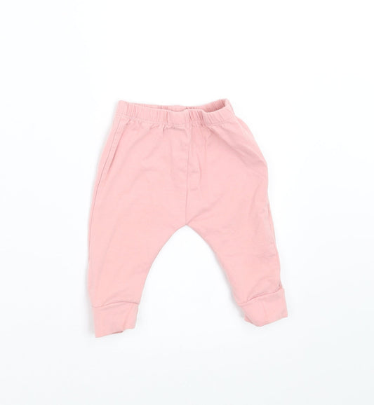 Preworn Girls Pink   Jogger Trousers Size 3-6 Months