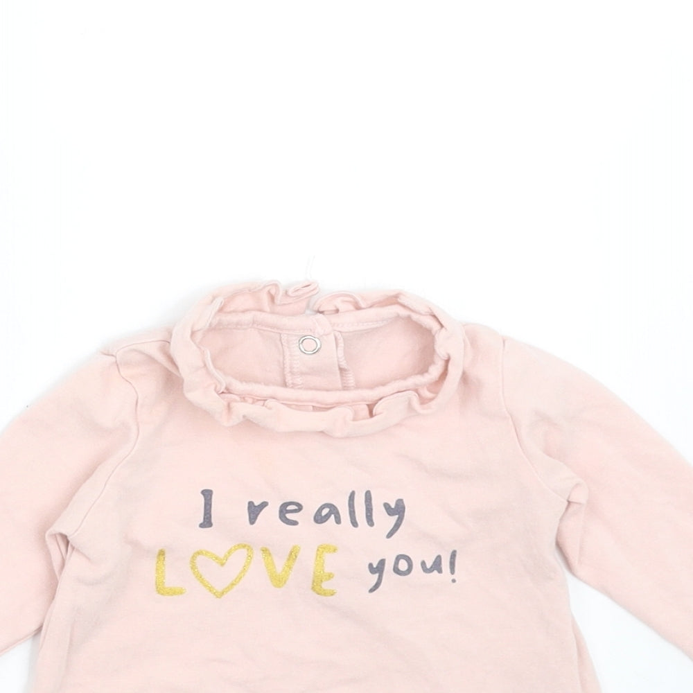 Matalan Girls Pink   Basic T-Shirt Size 0-3 Months  - I really love you