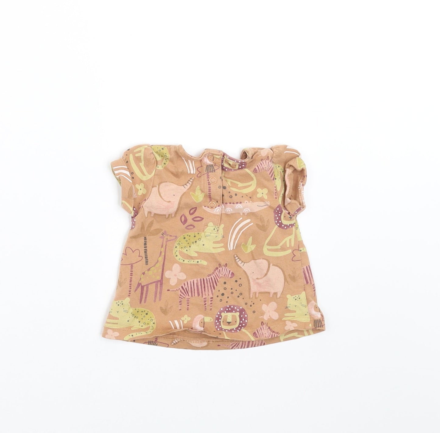 TU Girls Brown   Basic T-Shirt Size 3-6 Months  - animals