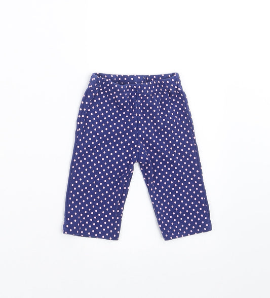Preworn Girls Blue Polka Dot   Leggings Size 3-6 Months