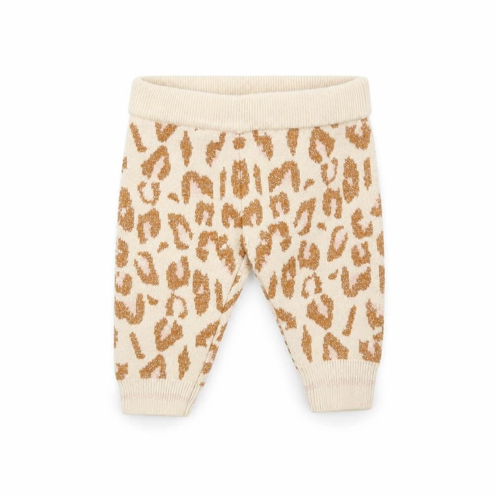 River Island Girls Beige Animal Print Knit  Leggings Size 0-3 Months