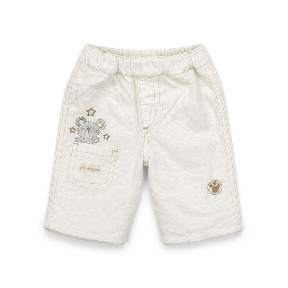 Front view of BHS girls’ white trousers size newborn - embroidered detail