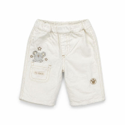 Front view of BHS girls’ white trousers size newborn - embroidered detail