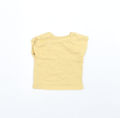 Back view of George girls’ yellow basic t-shirt, size 0-3, months - rainbow