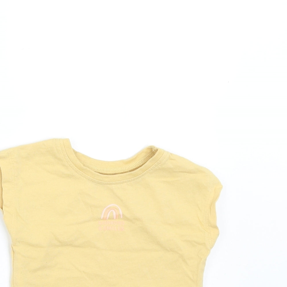 George Girls Yellow   Basic T-Shirt Size 0-3 Months  - rainbow