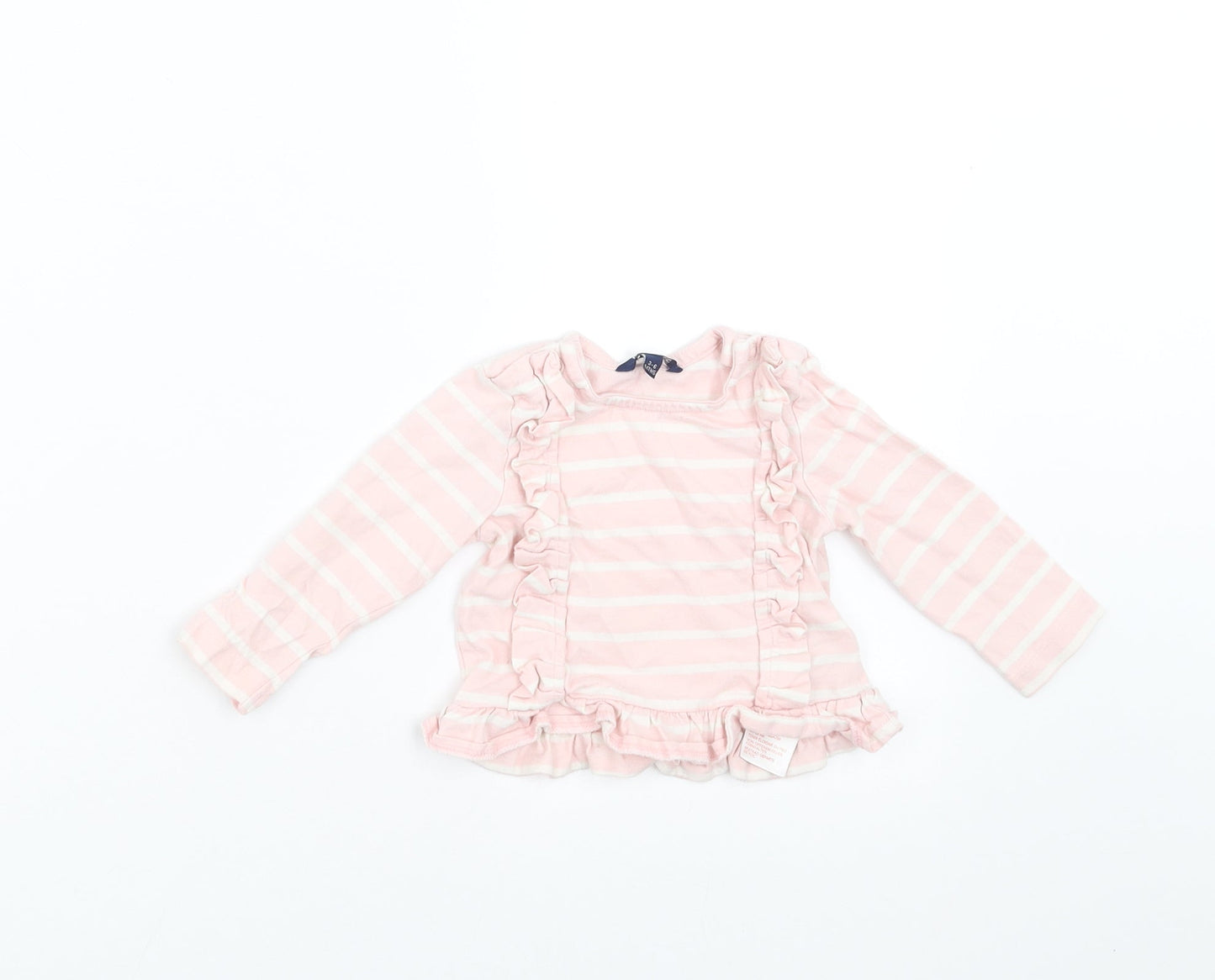 Maine New England Girls Pink Striped  Basic T-Shirt Size 3-6 Months