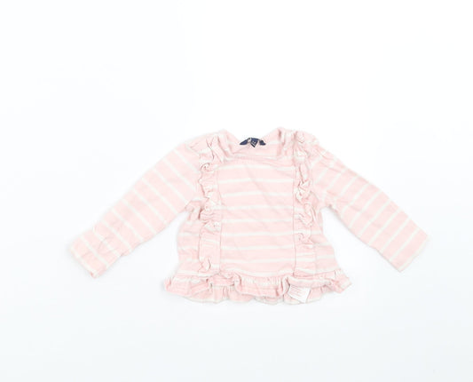 Maine New England Girls Pink Striped  Basic T-Shirt Size 3-6 Months