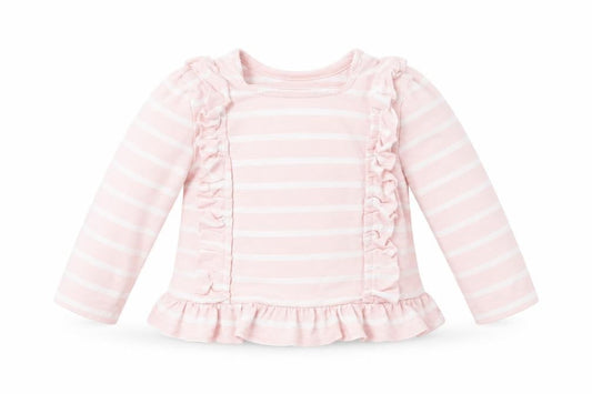 Maine New England Girls Pink Striped  Basic T-Shirt Size 3-6 Months