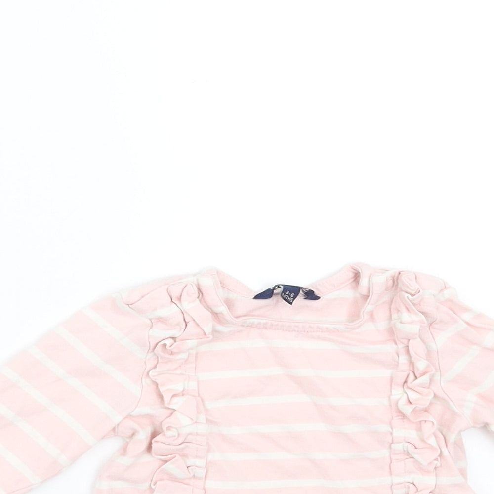 Maine New England Girls Pink Striped  Basic T-Shirt Size 3-6 Months