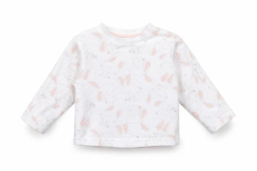 Watch Me Grow Girls White   Basic T-Shirt Size 3-6 Months  - rabbits