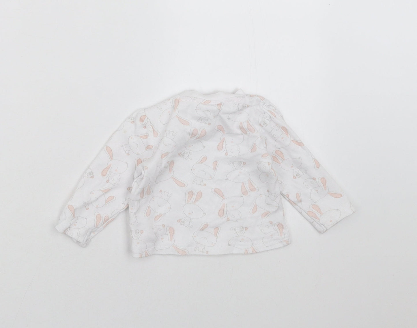 Watch Me Grow Girls White   Basic T-Shirt Size 3-6 Months  - rabbits