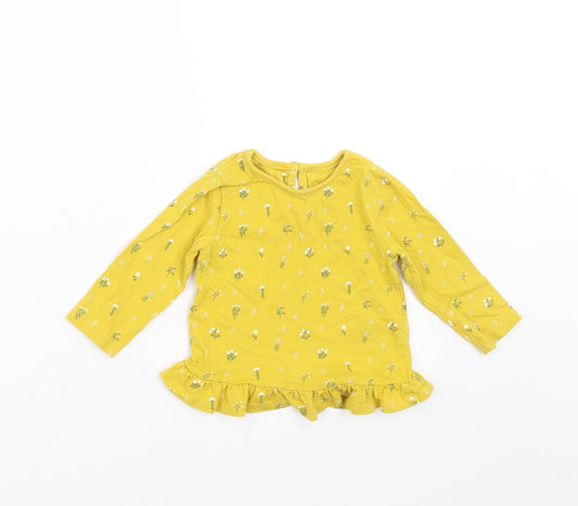 Mini Club Girls Yellow Floral  Basic T-Shirt Size 6-9 Months
