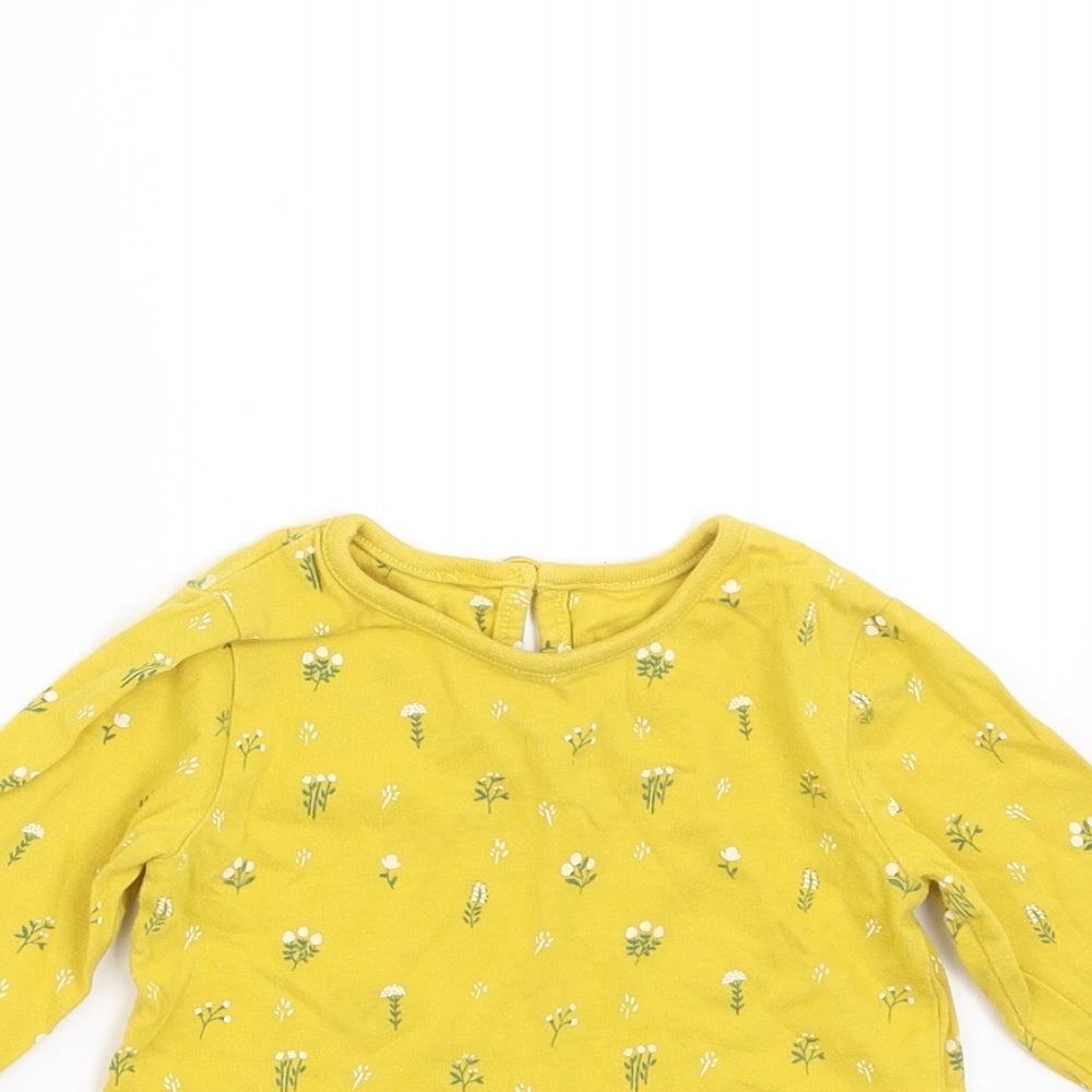 Mini Club Girls Yellow Floral  Basic T-Shirt Size 6-9 Months