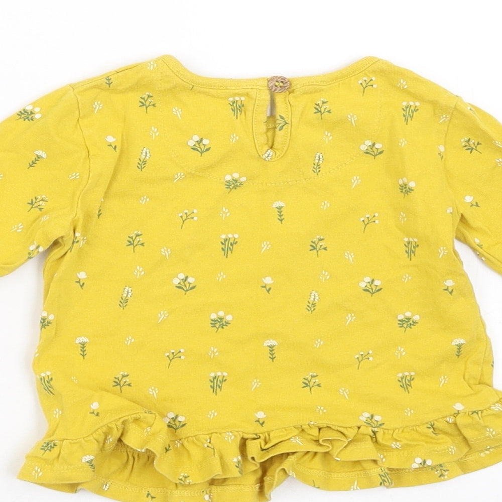 Mini Club Girls Yellow Floral  Basic T-Shirt Size 6-9 Months