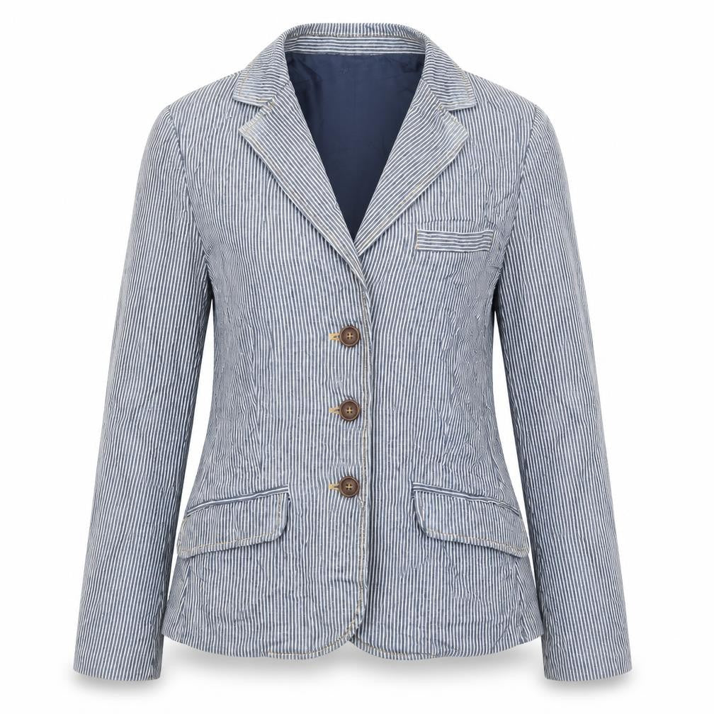 H&M Womens Blue Striped  Jacket Blazer Size 10