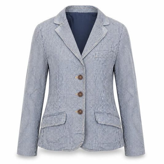 H&M Womens Blue Striped  Jacket Blazer Size 10