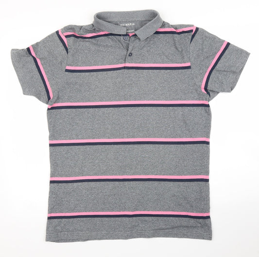 Primark Mens Grey Striped   Button-Up Size L
