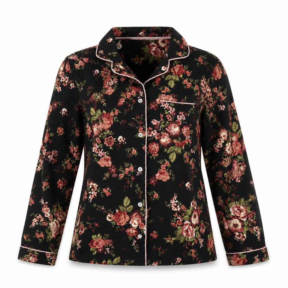 NEXT Womens Black Floral  Basic Blouse Size S  - PJ top