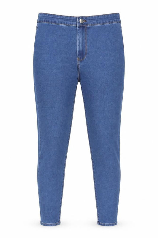 Front view of Denim & Co. women’s blue skinny jeans, size UK 14, 24.5-inch leg