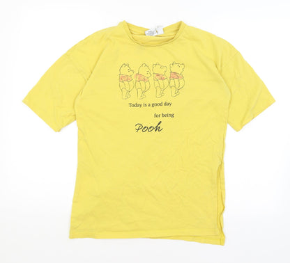 Preloved Disney Womens Yellow   Basic T-Shirt Size 2XS  - Winnie the Pooh - Front