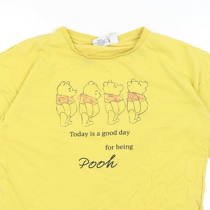 Preloved Disney Womens Yellow   Basic T-Shirt Size 2XS  - Winnie the Pooh - Detail