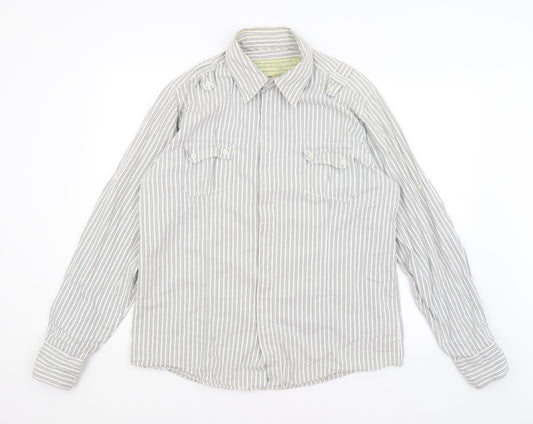 Preworn Mens Grey Striped   Button-Up Size XL