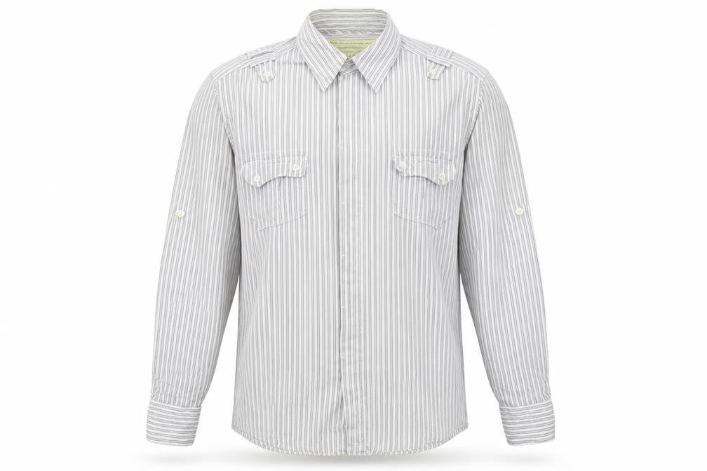 Preworn Mens Grey Striped   Button-Up Size XL