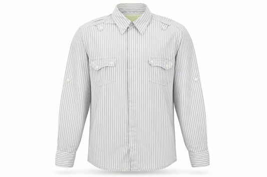 Preworn Mens Grey Striped   Button-Up Size XL