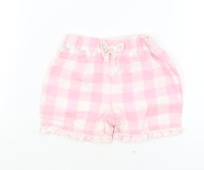 Additional front view of Bebe Cool Baby Pink Check Cropped Trousers, size 3-6, Months