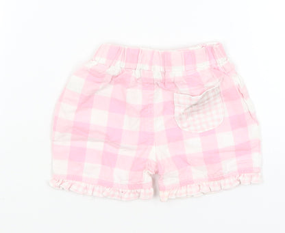 Back view of Bebe Cool Baby Pink Check Cropped Trousers, size 3-6, Months