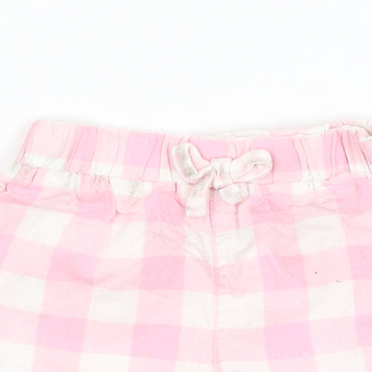 Close-up detail of Bebe Cool Baby Pink Check Cropped Trousers, size 3-6, Months