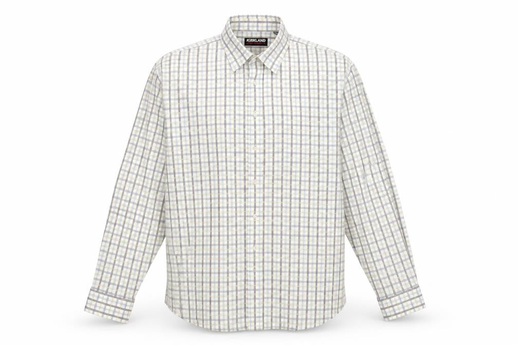 Kirkland Mens White Check   Button-Up Size L