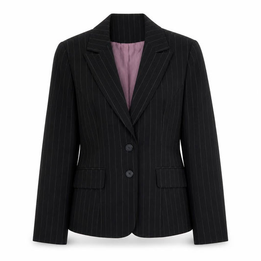Select Womens Black Striped  Jacket Blazer Size 12