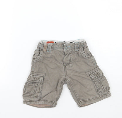Additional front view of Monsoon boys’ green cargo trousers, size 3-6, months