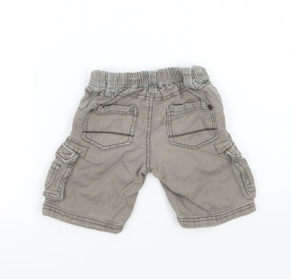 Back view of Monsoon boys’ green cargo trousers, size 3-6, months