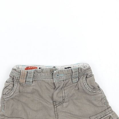Close-up detail of Monsoon boys’ green cargo trousers, size 3-6, months