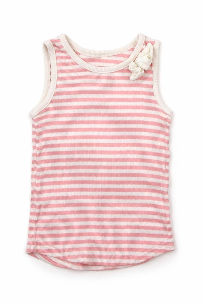 Matalan Girls Pink Striped  Basic Tank Size 12-18 Months