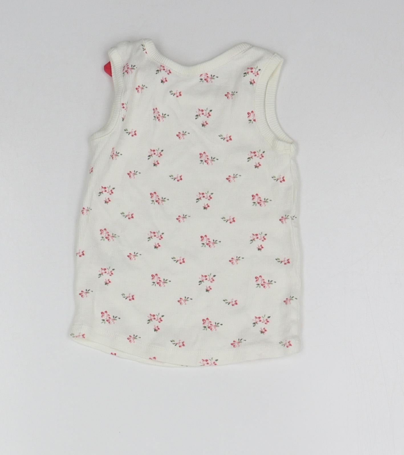 Matalan Baby White Floral  Basic Tank Size 12-18 Months