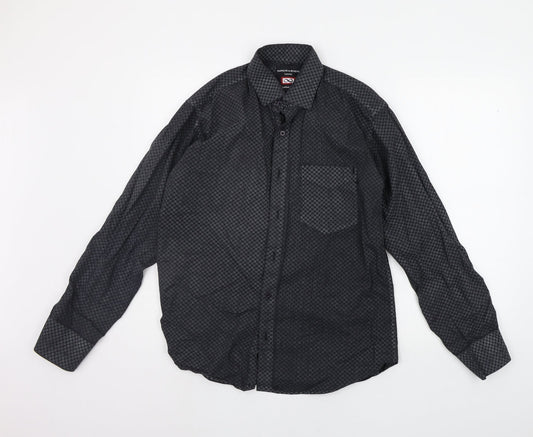 Hawkins & jenkins Mens Black Geometric   Button-Up Size 16.5